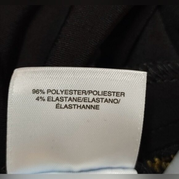 ANNE KLEIN 🍒SZ 2 XS🍒BLACK ZIP FRONT DRESS TABBED SLEEVES TIE WAIST GOLD ACCENT - Picture 16 of 16